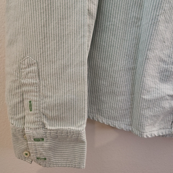 GAP Women's‎ Striped Button-down Shirt Green White Casual Fitted Large - Picture 6 of 10